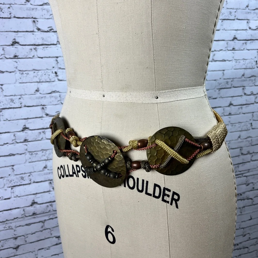 Vintage Elegant Brown and Gold Belt, length: 30 1/4 in.